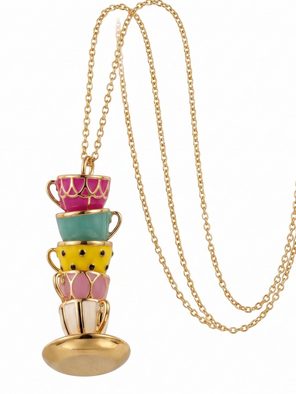 Kate Spade New York "Tea Time" Stacked Teacup Pendant Necklace